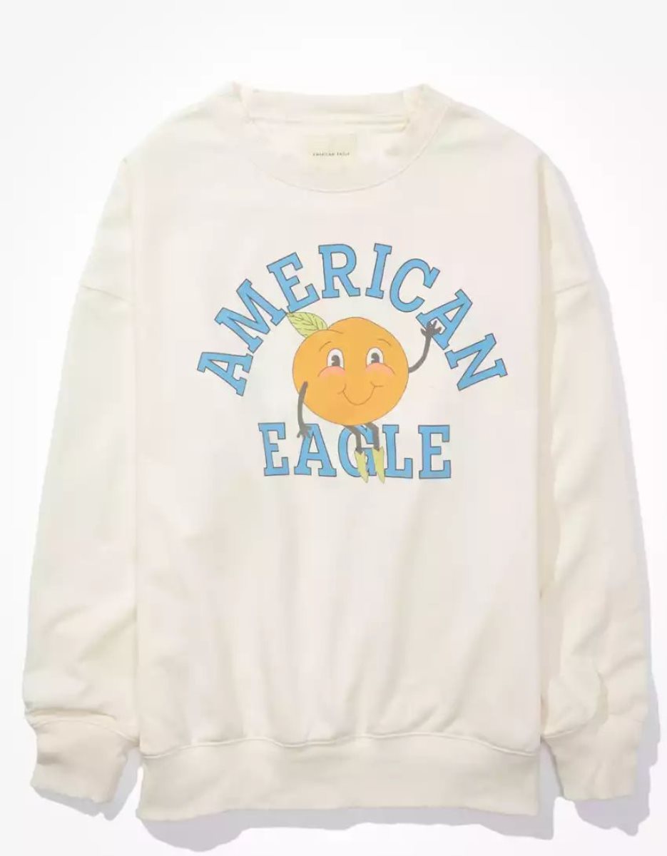 T Shirt Graphique American Eagle AE Oversized Blanche Femme | QCQ-39432388